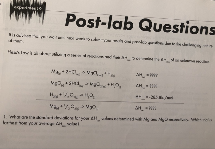 IL experiment 9 Post-lab Questions It is advised that | Chegg.com