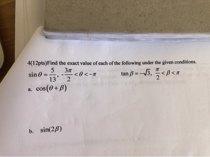 Solved find the exact value of each of the following under | Chegg.com