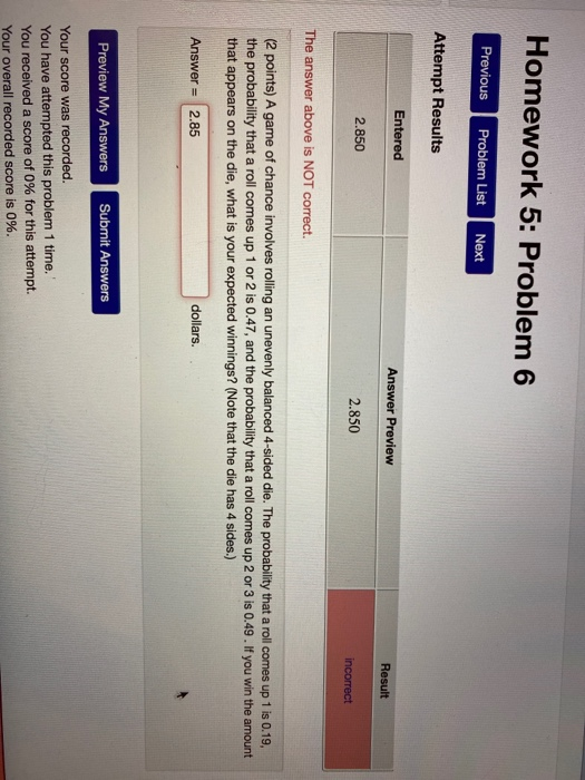 Solved Homework 5: Problem 6 Previous Problem List Next | Chegg.com