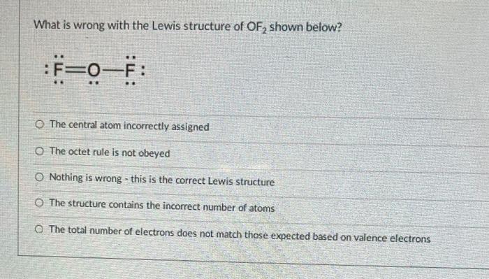 Solved What is wrong with the Lewis structure of OF, shown | Chegg.com