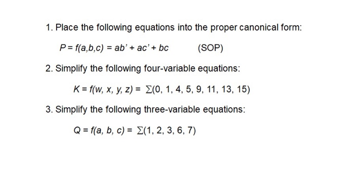 Solved 1 Place The Following Equations Into The Proper Chegg Com