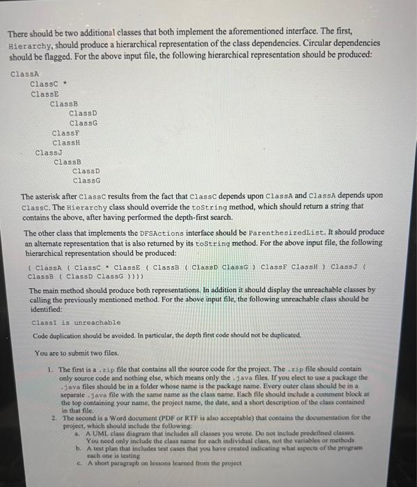 Solved e class dependencies in a Java program and creates a | Chegg.com