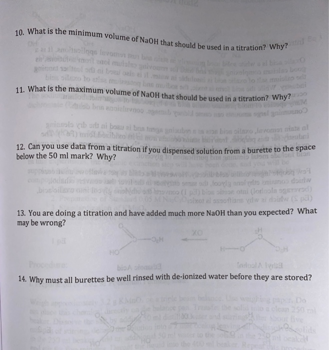 10. What is the minimum volume of NaOH that should be | Chegg.com
