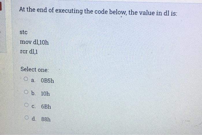 Solved At the end of executing the code below, the value in | Chegg.com