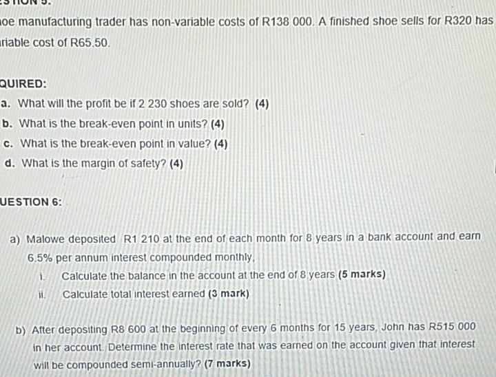 Solved noe manufacturing trader has nonvariable costs of