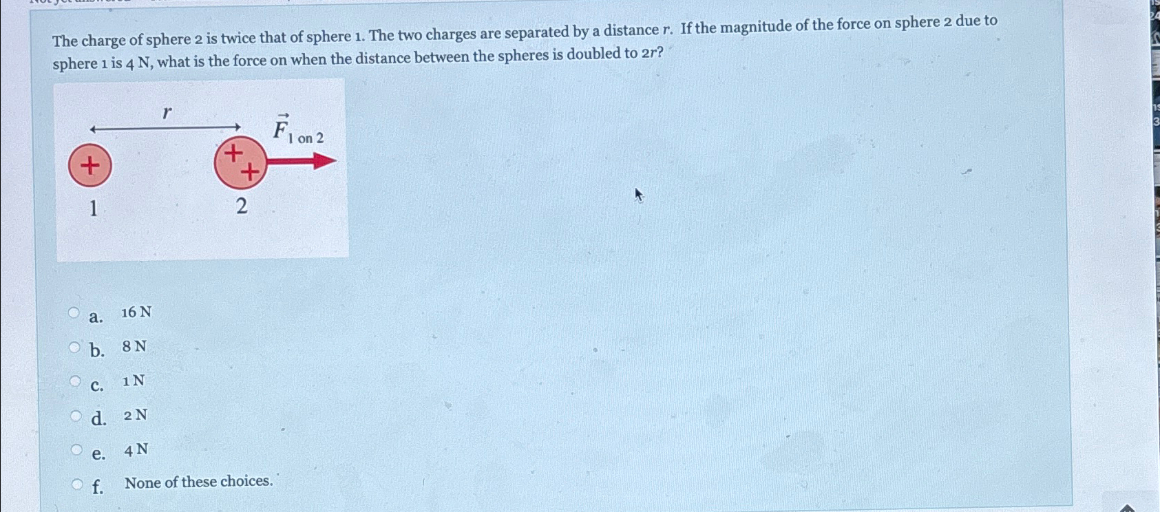 Solved The charge of sphere 2 ﻿is twice that of sphere 1 . | Chegg.com