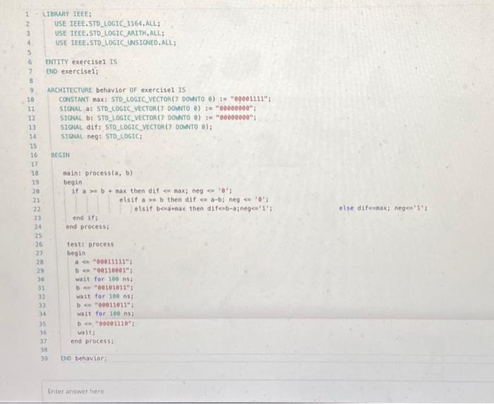 Solved 5. The VHDL model below consists of a "man" process | Chegg.com