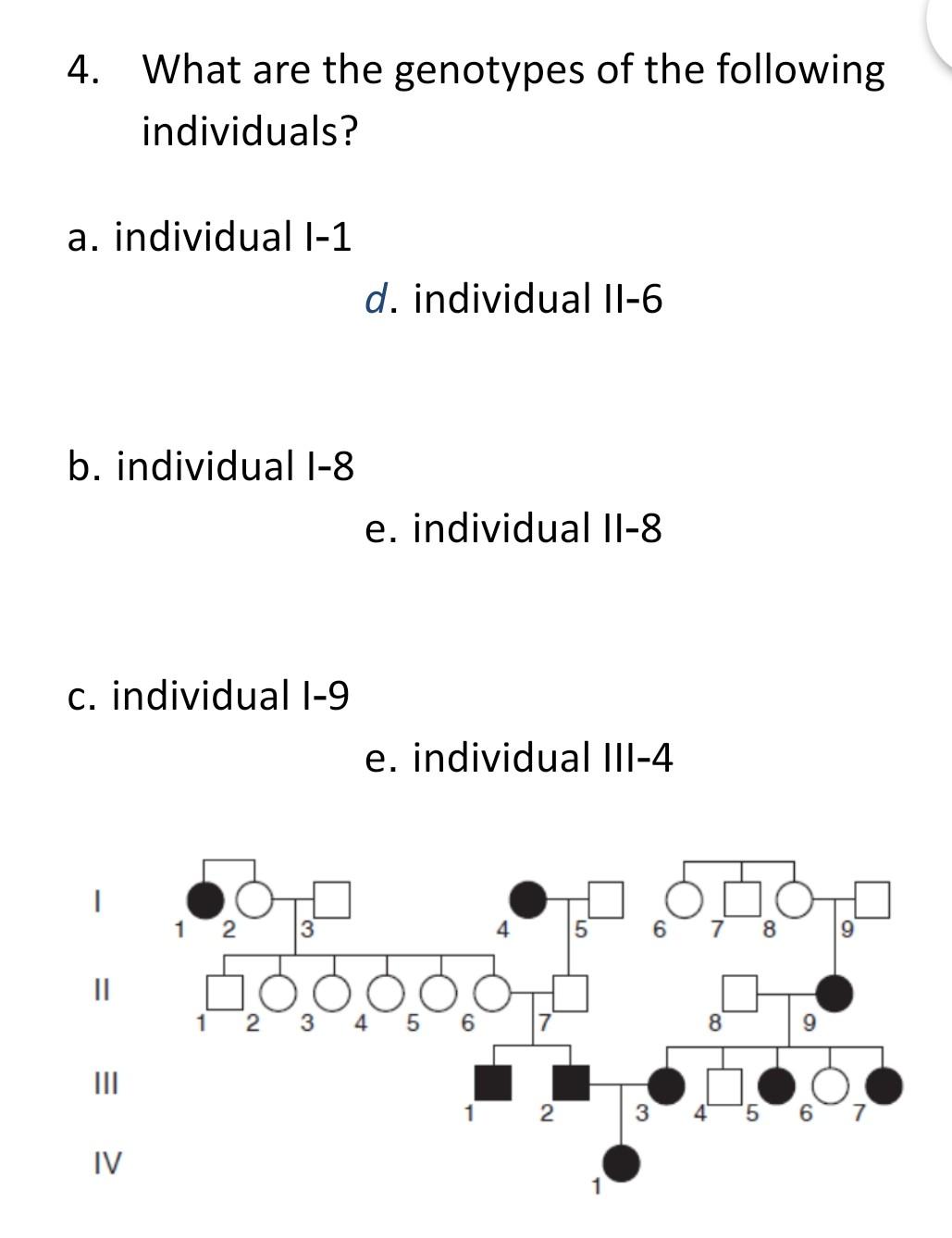 Solved 4. What are the genotypes of the following | Chegg.com