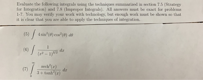 Solved Evaluate the following integrals using the techniques | Chegg.com
