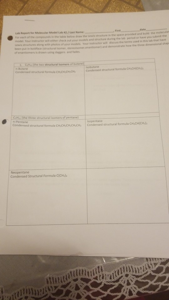 Solved Lab Report for Molecular Model Lab 2 / Last Name