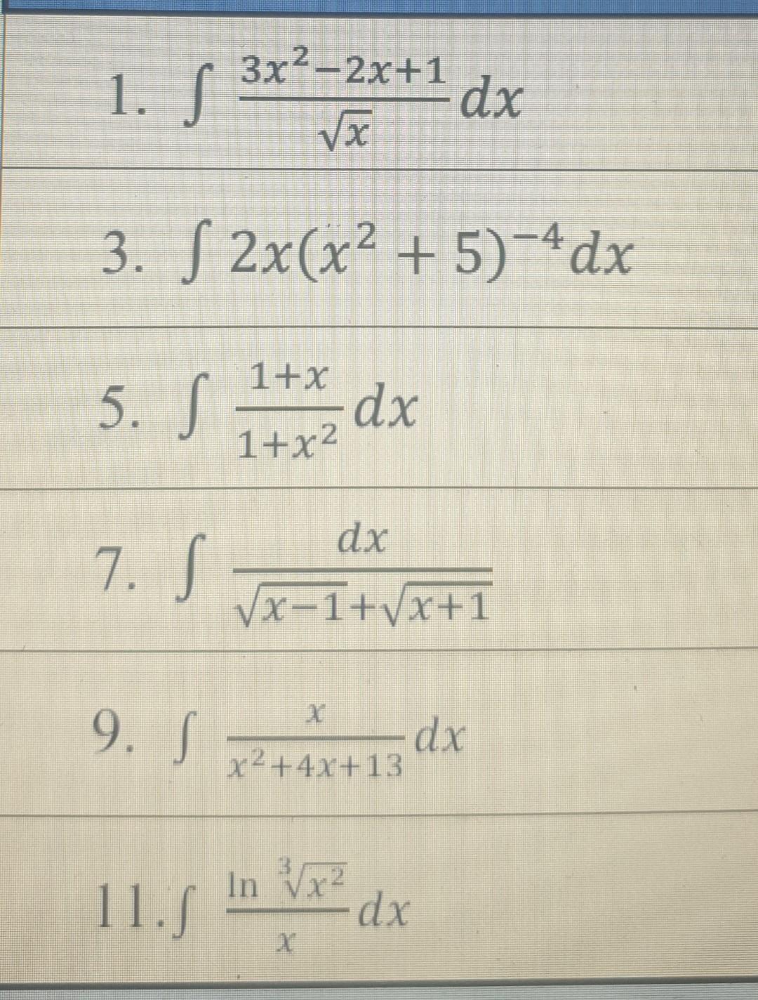 Solved 3x22x1 1 S Dx √x 3 ſ 2xx2 5 4 Dx 1x 5 S Dx 7593