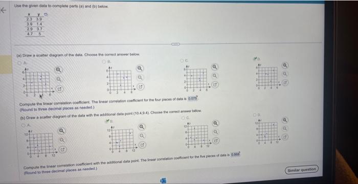 Solved Use the given data to complete parts (a) and (b) | Chegg.com
