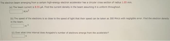 Solved The electron beam emerging from a certain high-energy | Chegg.com
