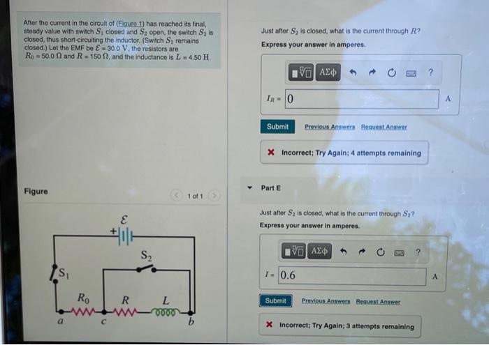 Solved After the current in the circuit of (Figure 1) has | Chegg.com