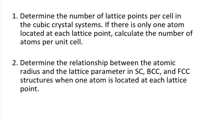 Solved 1. Determine the number of lattice points per cell in | Chegg.com