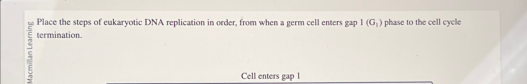 Solved of Place the steps of eukaryotic DNA replication in | Chegg.com