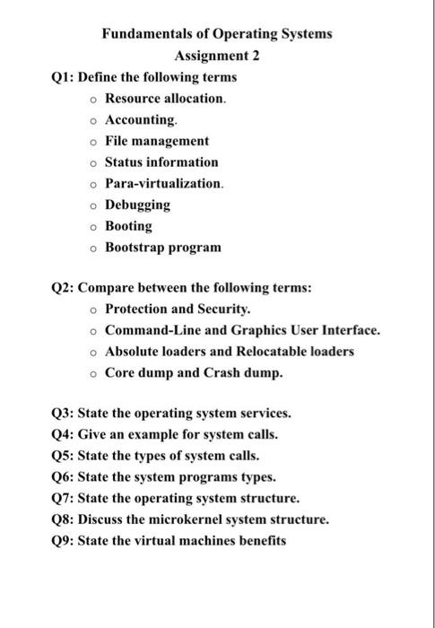 Solved Fundamentals of Operating Systems Assignment 2 Q1: | Chegg.com