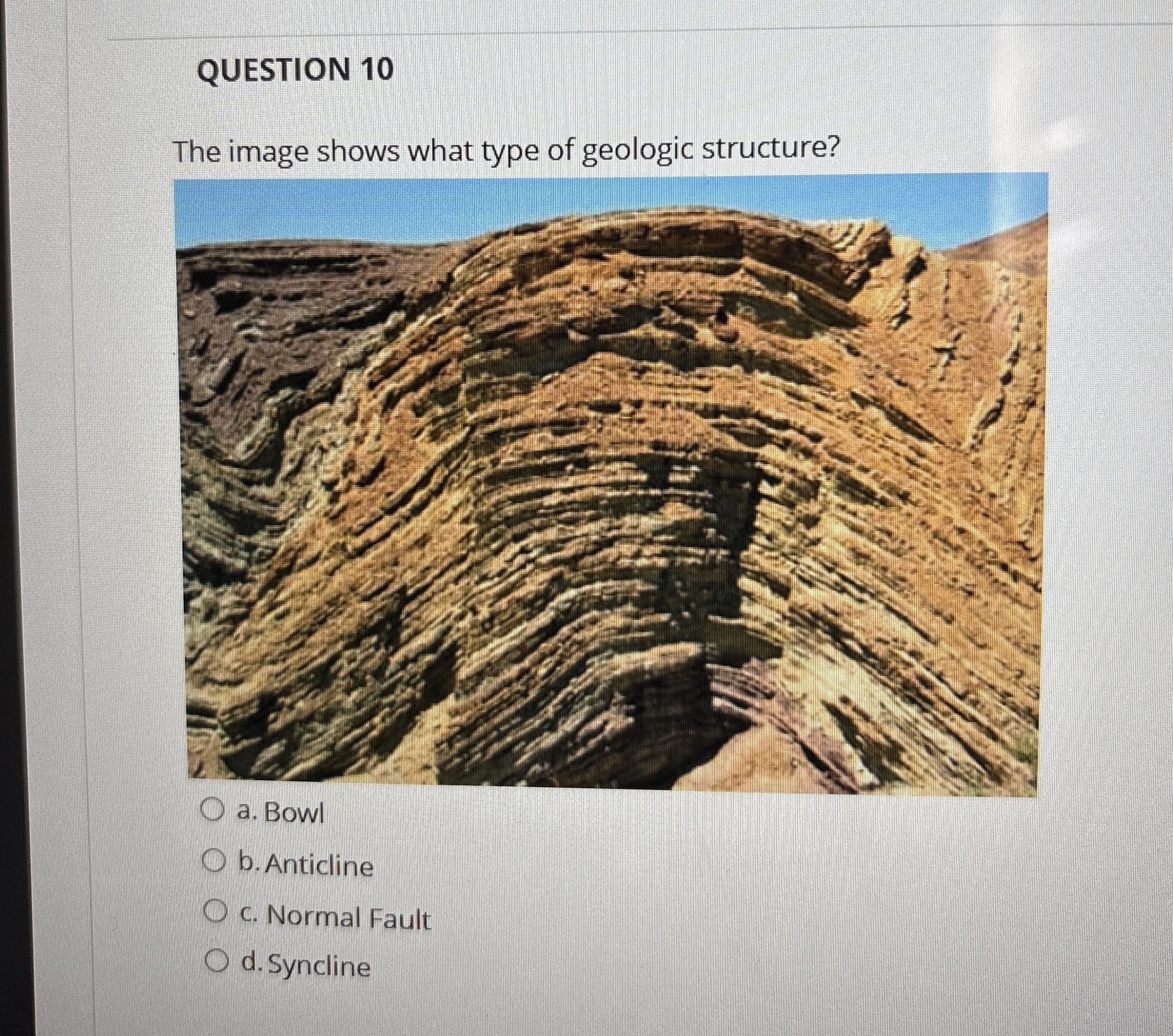 Solved QUESTION 10The image shows what type of geologic | Chegg.com