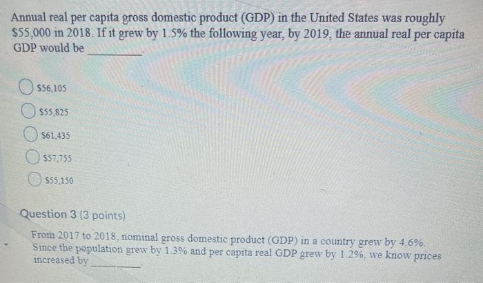 Solved Annual real per capita gross domestic product (GDP) | Chegg.com