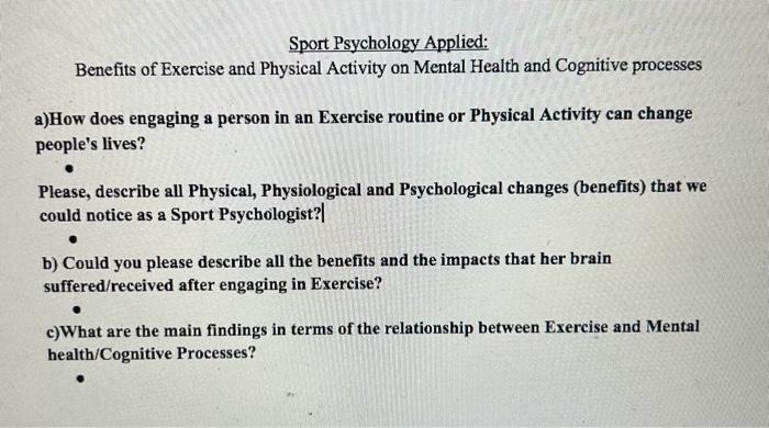 Mind in Motion Psychological Gains from Sports & Activities