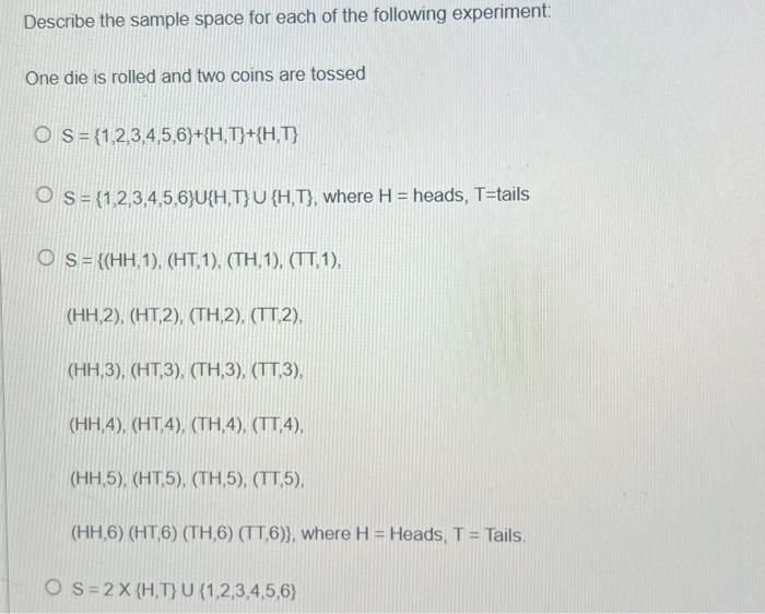 Solved Describe the sample space for each of the following | Chegg.com