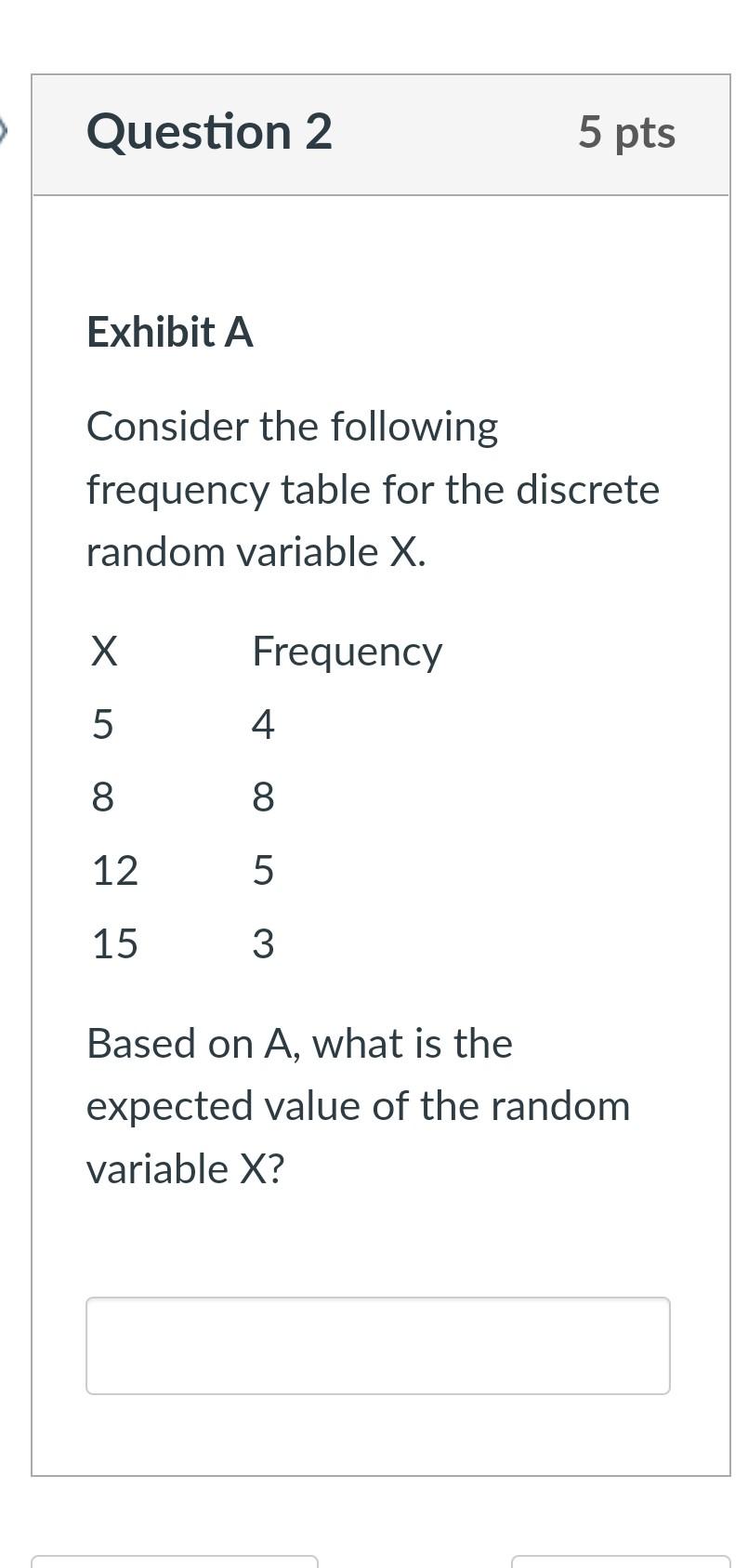 Solved Question 2 5 pts Exhibit A Consider the following | Chegg.com