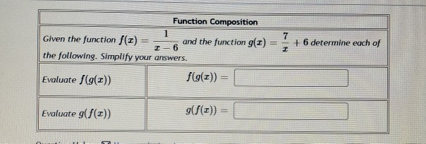 Solved 1 7 + 6 determine each of Function Composition Given | Chegg.com