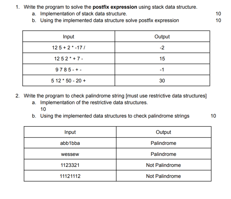 Solved 1. Write the program to solve the postfix expression | Chegg.com