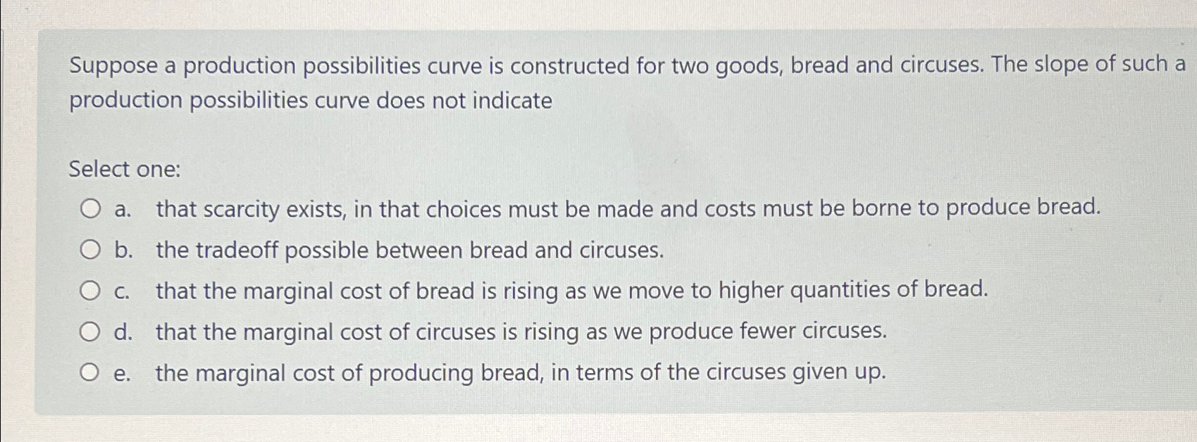 Solved Suppose a production possibilities curve is