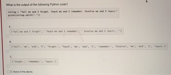 Solved What Is The Output Of The Following Python Code? | Chegg.com