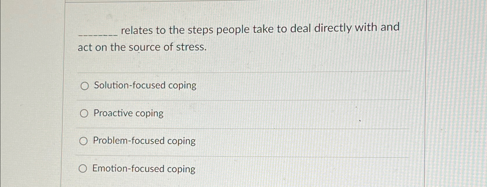 Solved q, ﻿relates to the steps people take to deal directly | Chegg.com