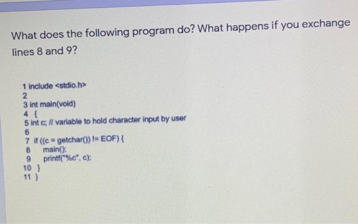 Solved What does the following program do? What happens if | Chegg.com