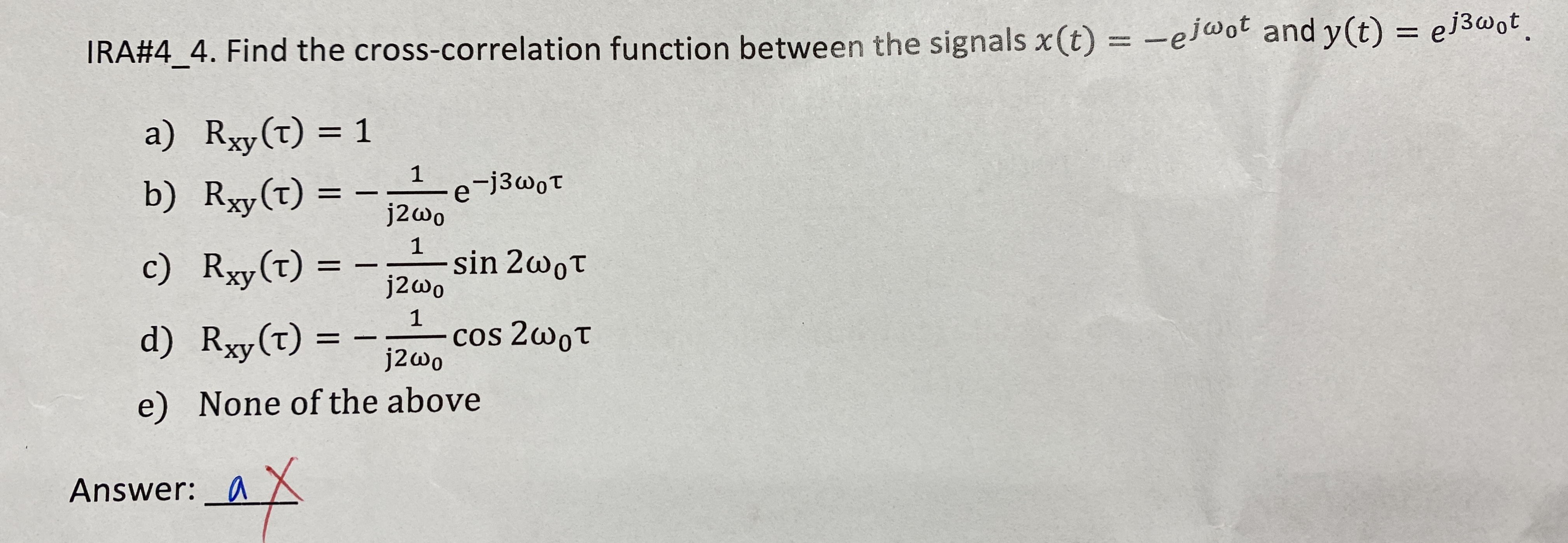 Solved IRA#4_4. ﻿Find the cross-correlation function between | Chegg.com