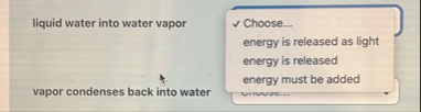 Solved liquid water into water vaporvapor condenses back | Chegg.com