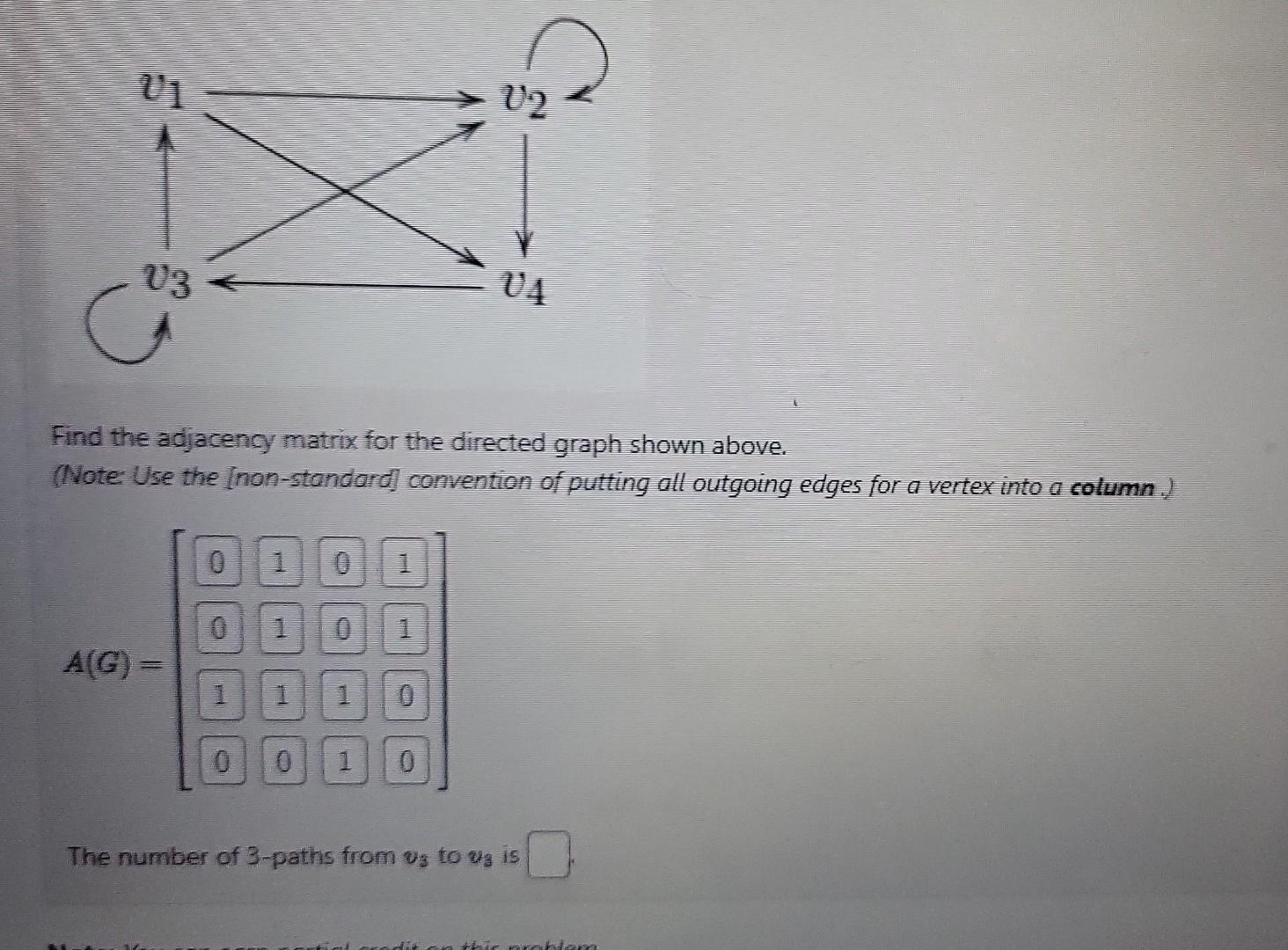 Solved Find the adjacency matrix for the directed graph | Chegg.com