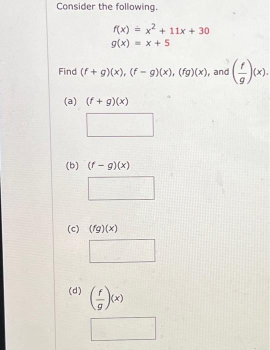 f x )= x 2 11x 30
