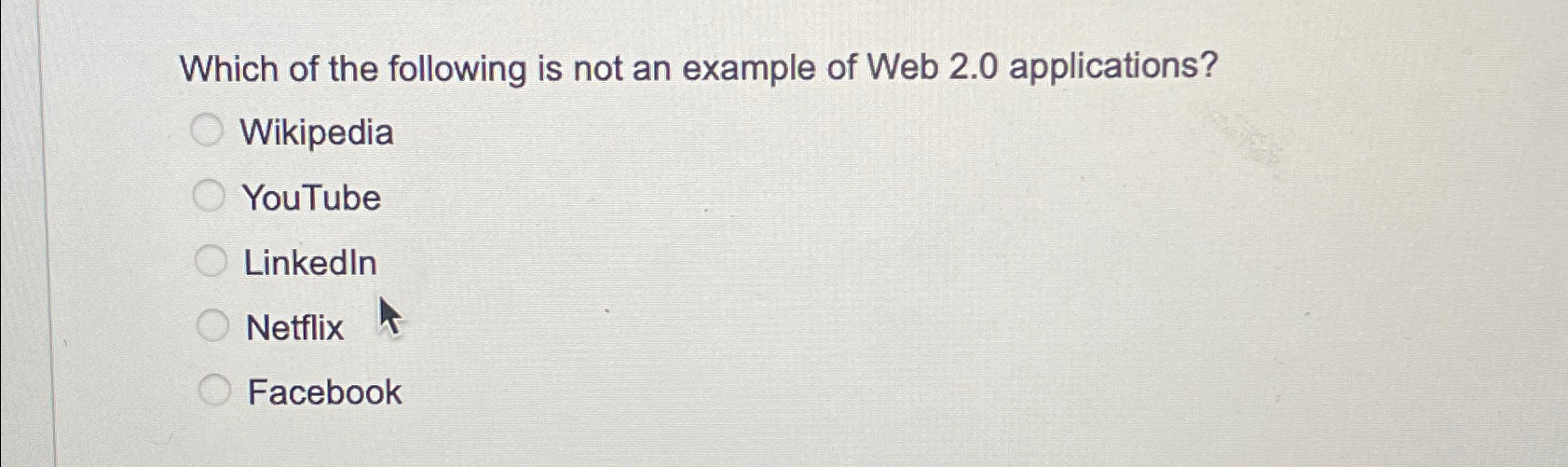 Solved Which of the following is not an example of Web 2.0 | Chegg.com
