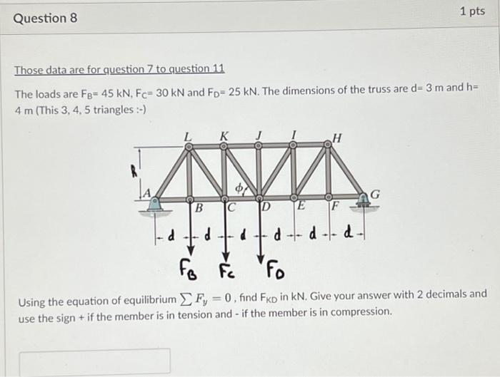 Solved The loads on the truss are : FE=32kN,FD=56kN,FC=40kN | Chegg.com