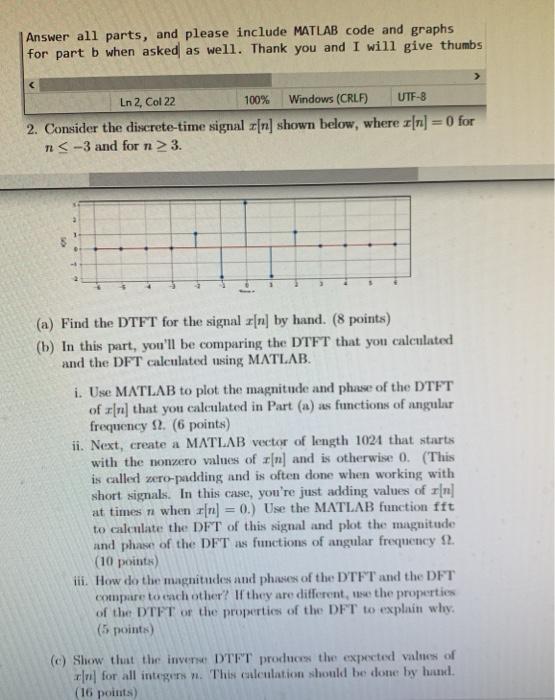 Answer all parts, and please include MATLAB code and | Chegg.com
