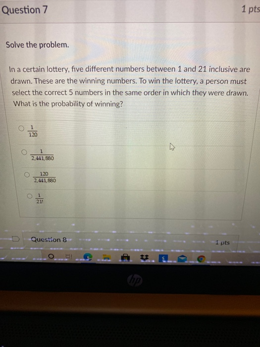 Solved Question 7 1 pts Solve the problem. In a certain | Chegg.com