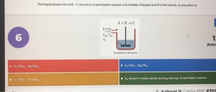 Solved The liquid phasen AB.Coccurs in a semi batch reactor. | Chegg.com