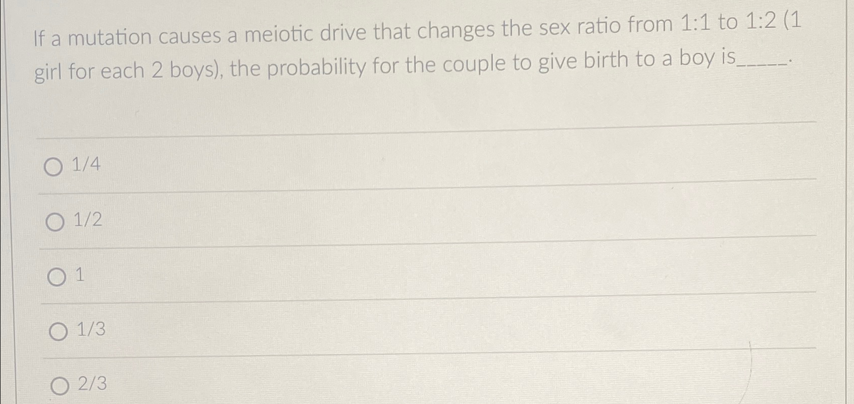 Solved If a mutation causes a meiotic drive that changes the | Chegg.com