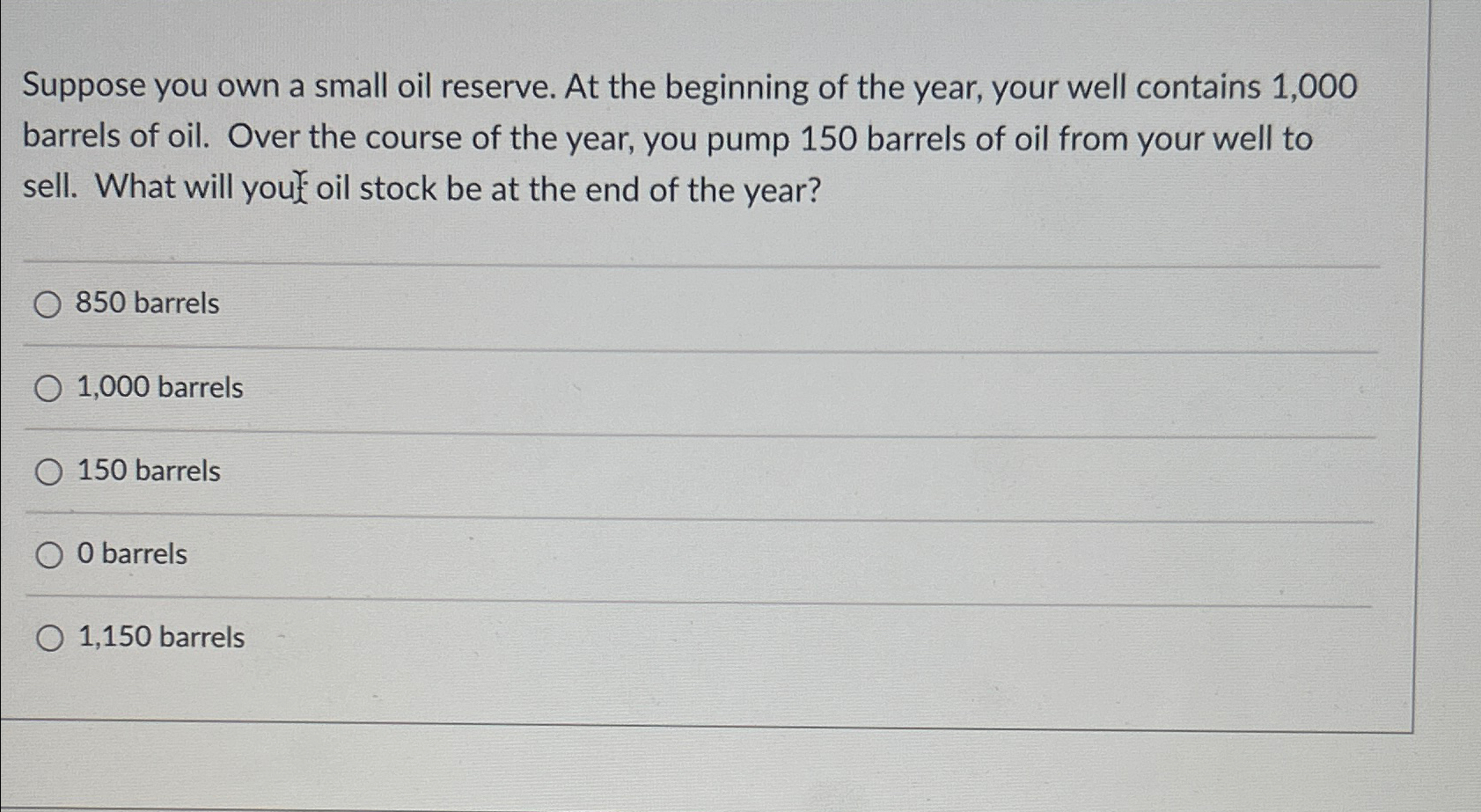 Solved Suppose you own a small oil reserve. At the beginning | Chegg.com