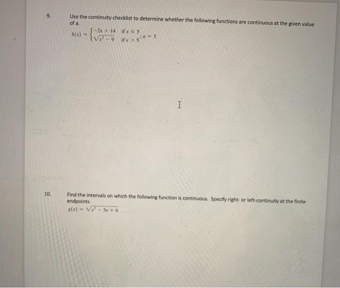 Solved 9 Use The Continuity Checklist To Determine Whether