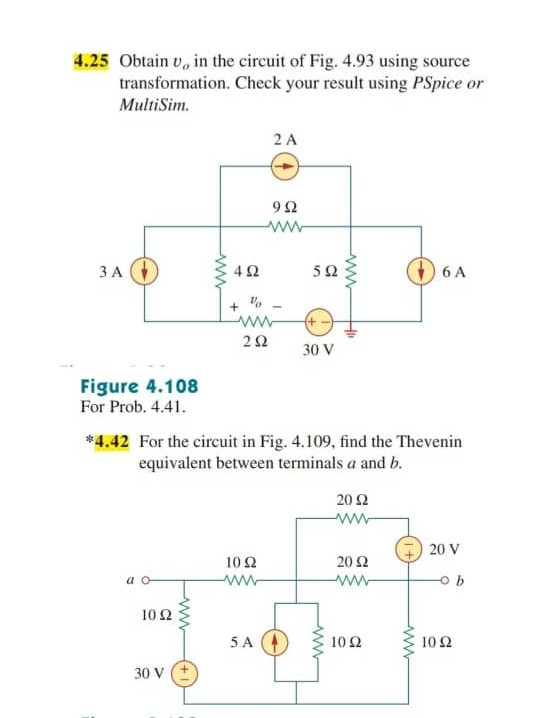 Solved 4.25 Obtain v, in the circuit of Fig. 4.93 using | Chegg.com