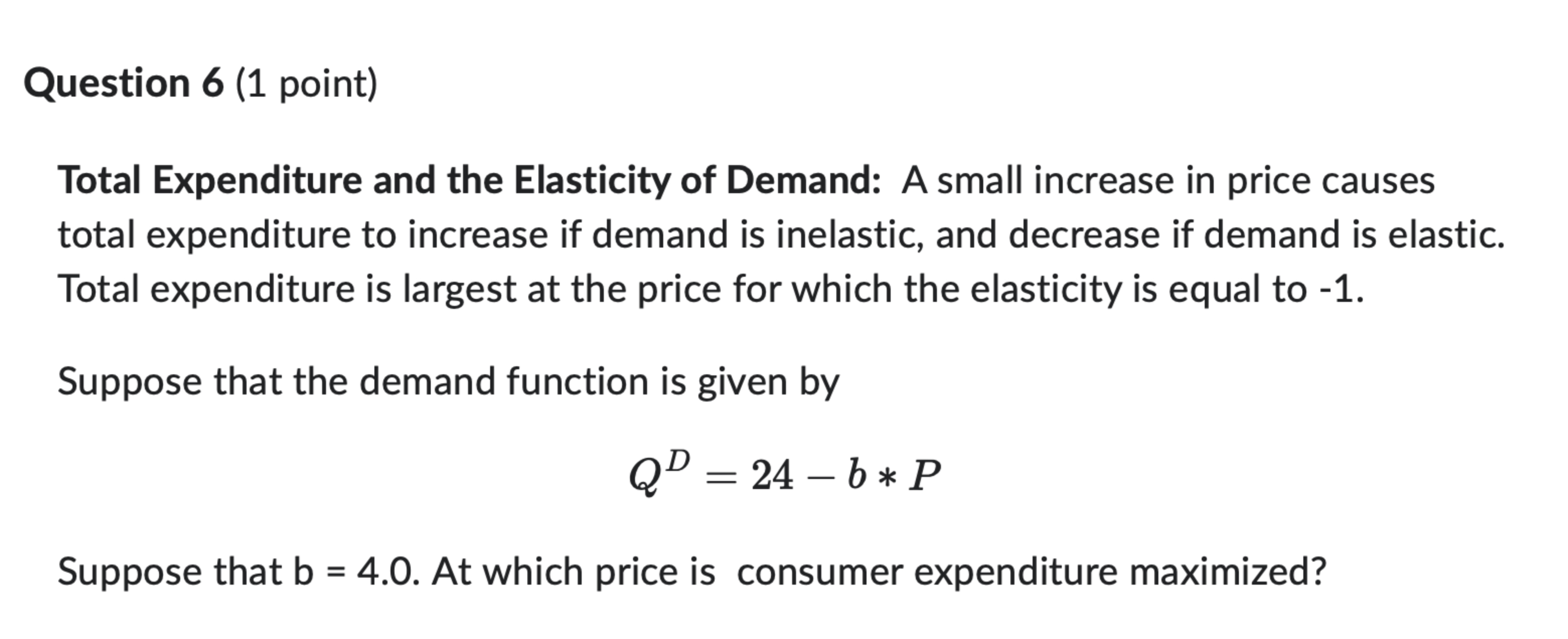 Solved Total Expenditure and the Elasticity of Demand: A | Chegg.com