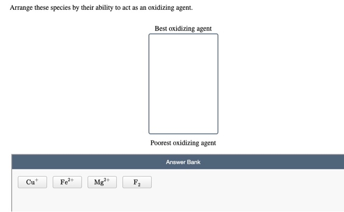 Solved Arrange These Species By Their Ability To Act As A