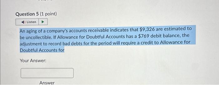 Solved An Aging Of A Company's Accounts Receivable Indicates | Chegg.com