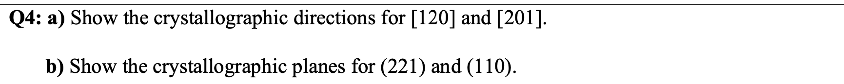 Solved Q4: a) ﻿Show the crystallographic directions for | Chegg.com