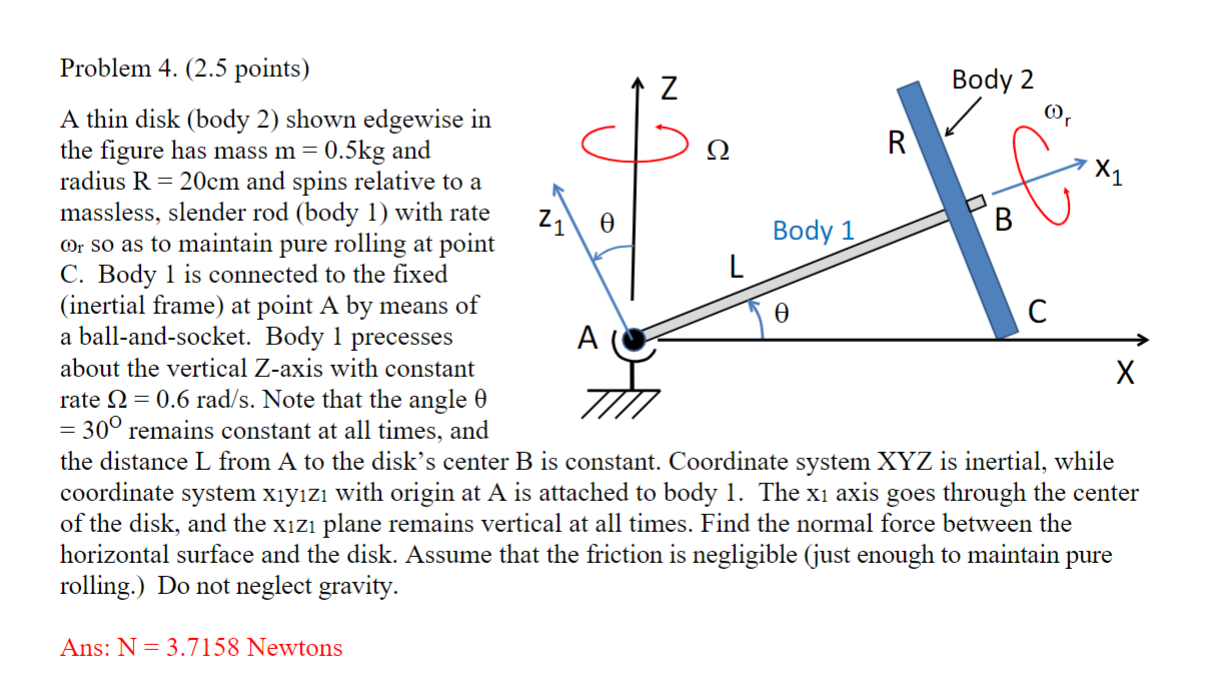 Solved Problem 4. (2.5 ﻿points)A thin disk (body 2) ﻿shown | Chegg.com